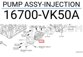 Nissan 16700VK50A PUMP ASSY-INJECTION