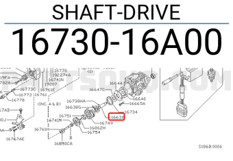 Nissan 1673016A00 SHAFT-DRIVE