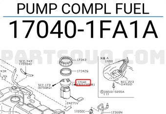 Nissan 170401FA1A PUMP COMPL FUEL