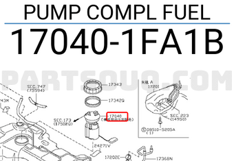 Nissan 170401FA1B PUMP COMPL FUEL