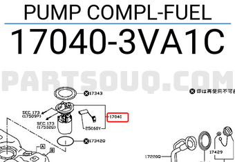 Nissan 170403VA1C PUMP COMPL-FUEL