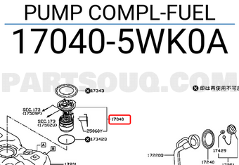 Nissan 170405WK0A PUMP COMPL-FUEL
