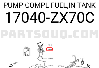 イメージ図 PUMP COMPL FUEL,IN TANK 17040ZX70C | Nissan Parts | PartSouq