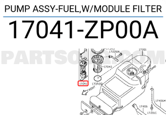 Nissan 17041ZP00A PUMP ASSY-FUEL,W/MODULE FILTER
