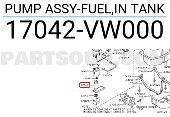 Nissan 17042VW000 PUMP ASSY-FUEL,IN TANK