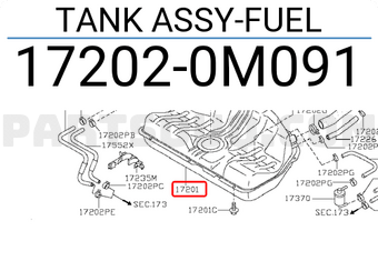 Nissan 172020M091 TANK ASSY-FUEL