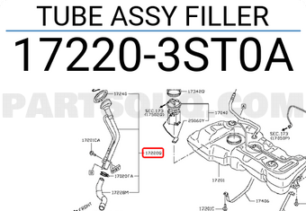 Nissan 172203ST0A TUBE ASSY FILLER