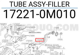 Nissan 172210M010 TUBE ASSY-FILLER