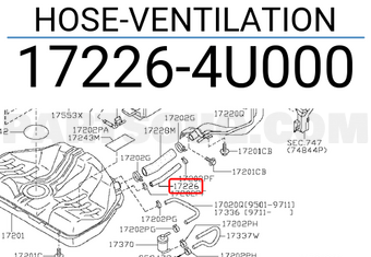 Nissan 172264U000 HOSE-VENTILATION