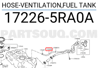 Nissan 172265RA0A HOSE-VENTILATION,FUEL TANK