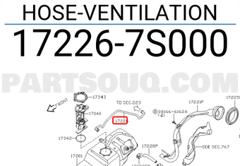 Nissan 172267S000 HOSE-VENTILATION