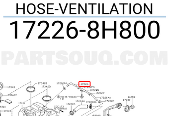 Nissan 172268H800 HOSE-VENTILATION