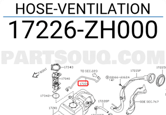 Nissan 17226ZH000 HOSE-VENTILATION