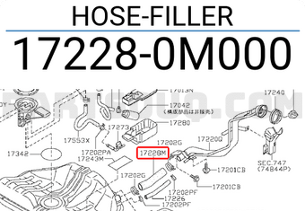 Nissan 172280M000 HOSE-FILLER