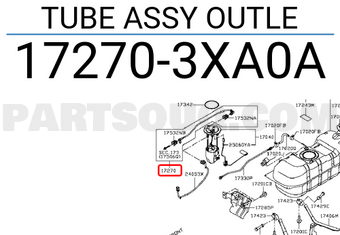 Nissan 172703XA0A TUBE ASSY OUTLE