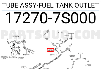 Nissan 172707S000 TUBE ASSY-FUEL TANK OUTLET