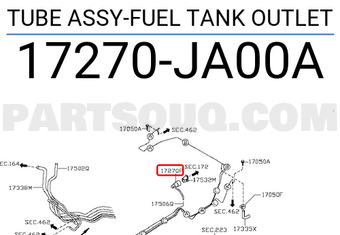 Nissan 17270JA00A TUBE ASSY-FUEL TANK OUTLET