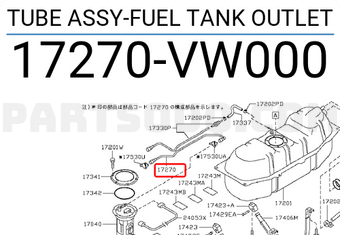 Nissan 17270VW000 TUBE ASSY-FUEL TANK OUTLET