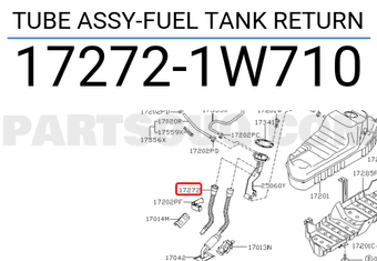 Nissan 172721W710 TUBE ASSY-FUEL TANK RETURN