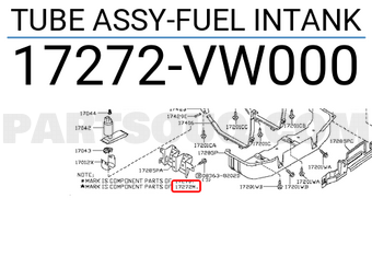 Nissan 17272VW000 TUBE ASSY-FUEL INTANK