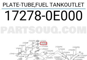 Nissan 172780E000 PLATE-TUBE,FUEL TANKOUTLET