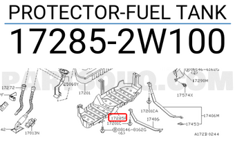 Nissan 172852W100 PROTECTOR-FUEL TANK