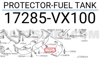 Nissan 17285VX100 PROTECTOR-FUEL TANK