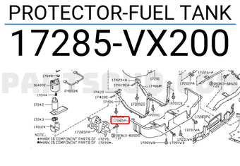 Nissan 17285VX200 PROTECTOR-FUEL TANK