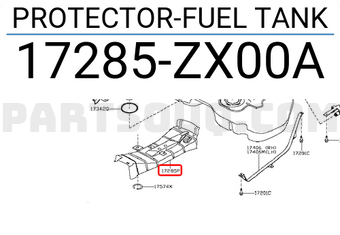 Nissan 17285ZX00A PROTECTOR-FUEL TANK