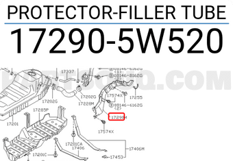Nissan 172905W520 PROTECTOR-FILLER TUBE