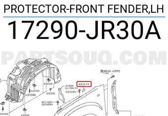 Nissan 17290JR30A PROTECTOR-FRONT FENDER,LH