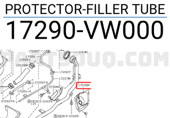 Nissan 17290VW000 PROTECTOR-FILLER TUBE
