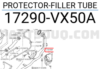 Nissan 17290VX50A PROTECTOR-FILLER TUBE