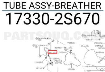 Nissan 173302S670 TUBE ASSY-BREATHER