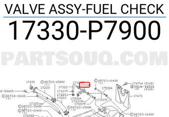 Nissan 17330P7900 VALVE ASSY-FUEL CHECK