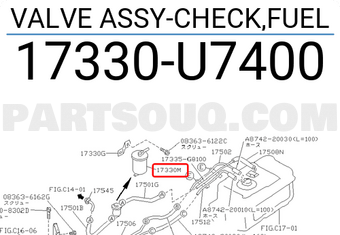 Nissan 17330U7400 VALVE ASSY-CHECK,FUEL