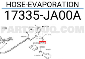 Nissan 17335JA00A HOSE-EVAPORATION
