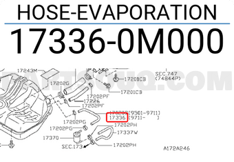 Nissan 173360M000 HOSE-EVAPORATION