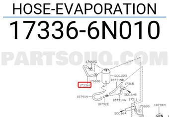 Nissan 173366N010 HOSE-EVAPORATION
