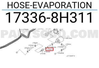 Nissan 173368H311 HOSE-EVAPORATION