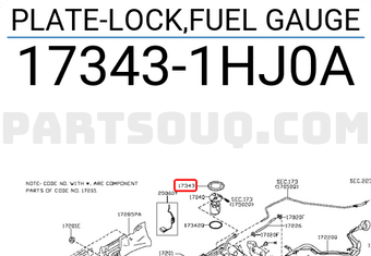 Nissan 173431HJ0A PLATE-LOCK,FUEL GAUGE