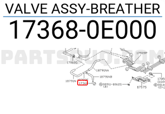 Nissan 173680E000 VALVE ASSY-BREATHER