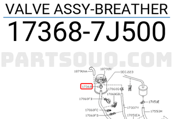 Nissan 173687J500 VALVE ASSY-BREATHER