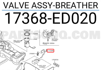 Nissan 17368ED020 VALVE ASSY-BREATHER