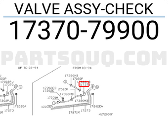 Nissan 1737079900 VALVE ASSY-CHECK