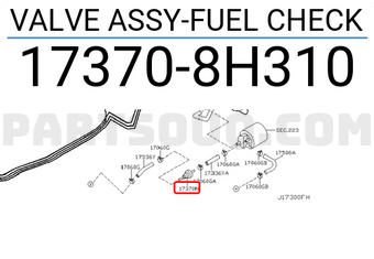 Nissan 173708H310 VALVE ASSY-FUEL CHECK