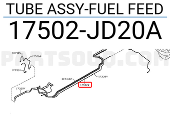 Nissan 17502JD20A TUBE ASSY-FUEL FEED