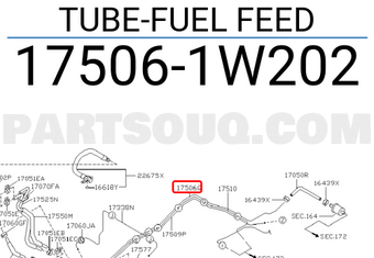 Nissan 175061W202 TUBE-FUEL FEED