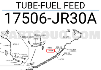 Nissan 17506JR30A TUBE-FUEL FEED