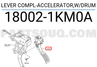 Nissan 180021KM0A LEVER COMPL-ACCELERATOR,W/DRUM